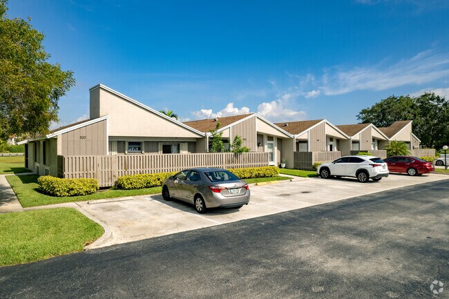 One-story condominiums line the streets of New River Estates in Sunrise, Florida.