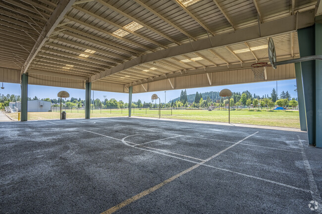 There are covered basketball courts at Mountain View Middle School in Beaverton, Oregon.
