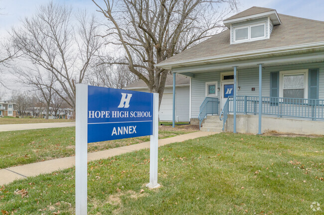 Hope High School has a small campus with an annex in a separate converted house.