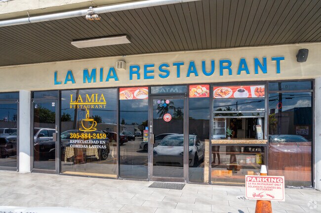 Exterior of La Mia Restaurant with Coffee Window