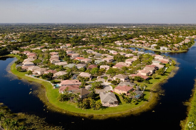 Aerial view of The Ridges neighborhood in Weston, FL.
