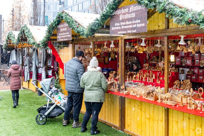 Hand crafted seasonal items attract on lookers at the Christkindlmarket in Wrigleyville.