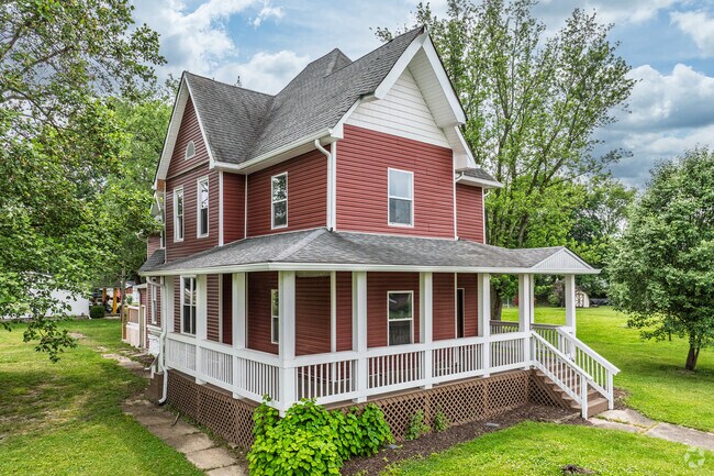 An older farmhouse in Frankton has a distinctive wrap around porch.