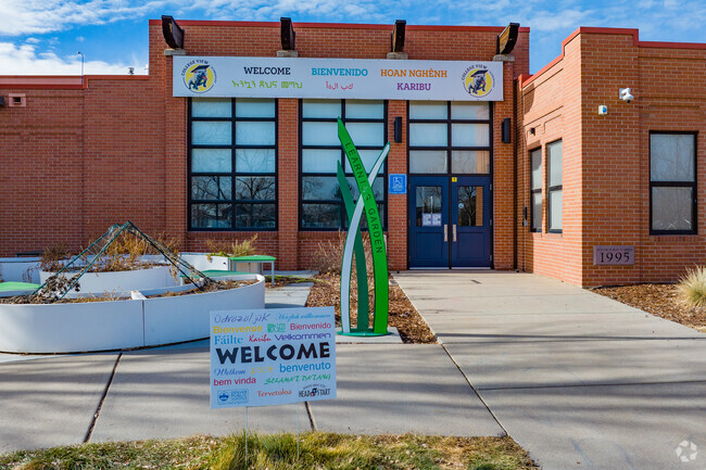 Entrance to College View Elementary School on a warm winter day.