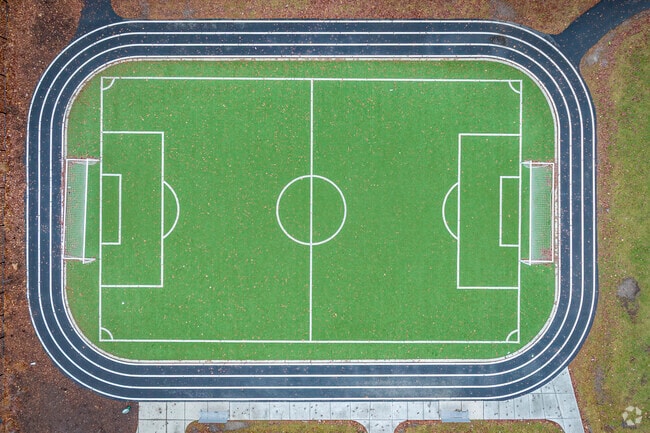 James B Farnsworth Elementary School has a track and field for its students in Jefferson Park.