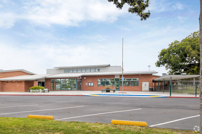 Teachers parking area at Carl E. Gilbert Elementary School.