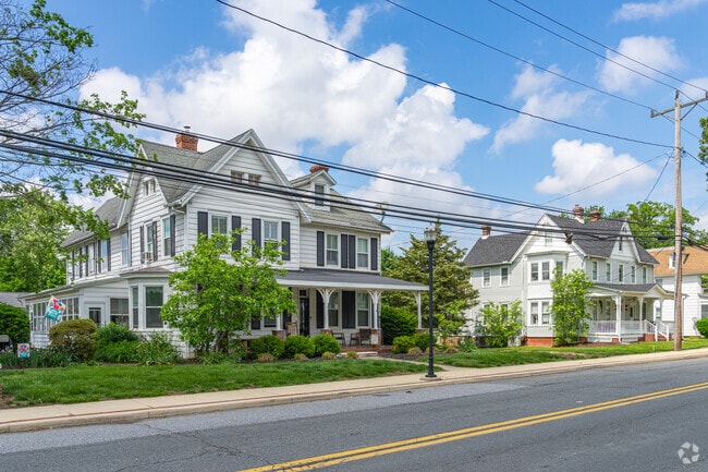 Old colonial homes line the streets of Townsend, adding to the area's charm.