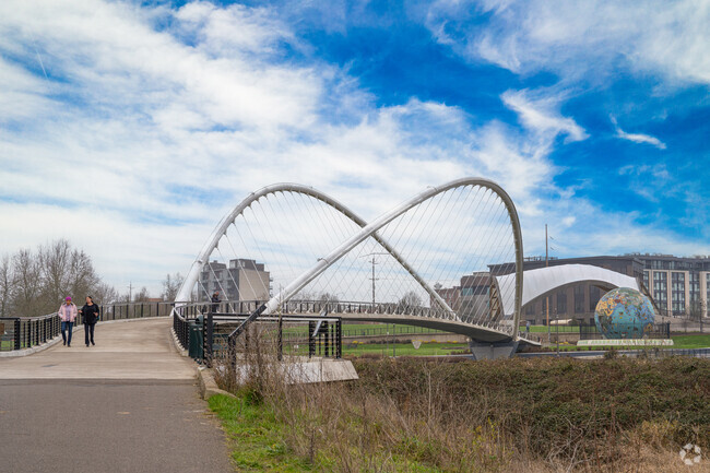 The iconic Peter Courtney Minto Island Bridge connects Waterfront Park to Minto-Brown Island.