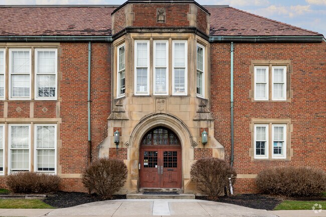 A street view of Constellation Schools: Puritas displays school pride.