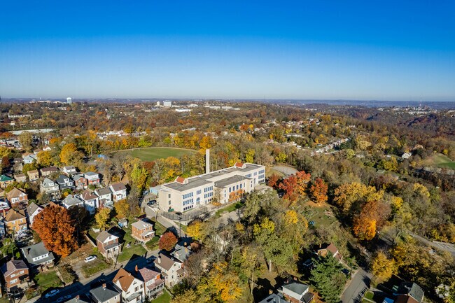 Pittsburgh Beechwood K-5 is surrounded by a beautiful forested area.