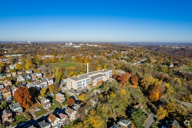 Pittsburgh Beechwood K-5 is surrounded by a beautiful forested area.