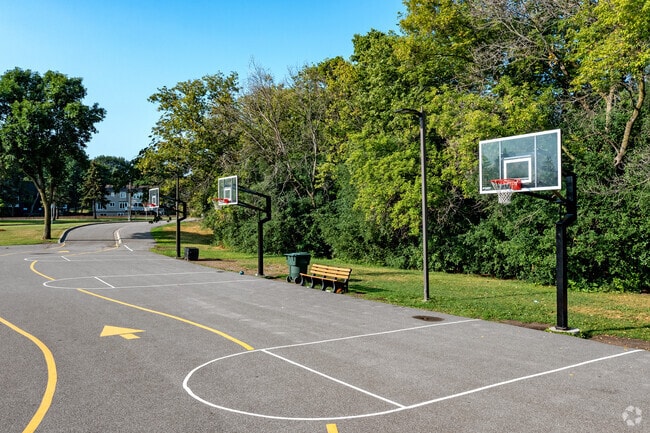 View of Eden Lake Elementary School basketball court located in Eden Prairie MN.