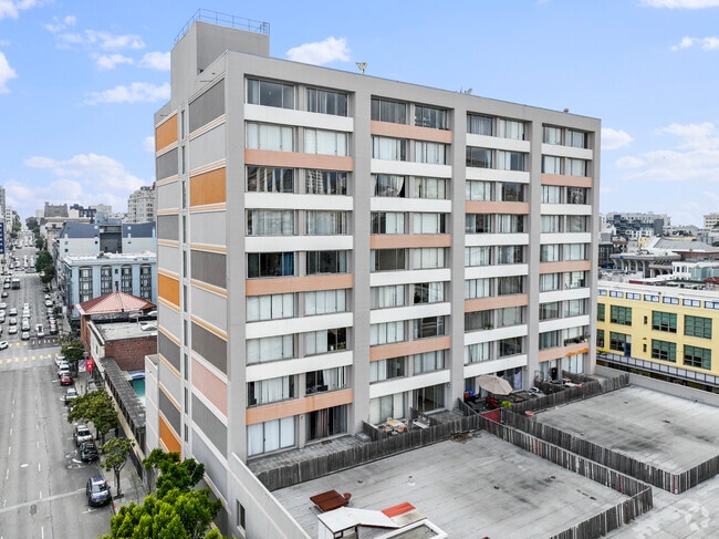 Buildings from the 1970s and 1980s are common in Lower Nob Hill.