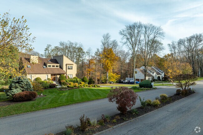 Street lined with new traditional homes in Somers neighborhood.