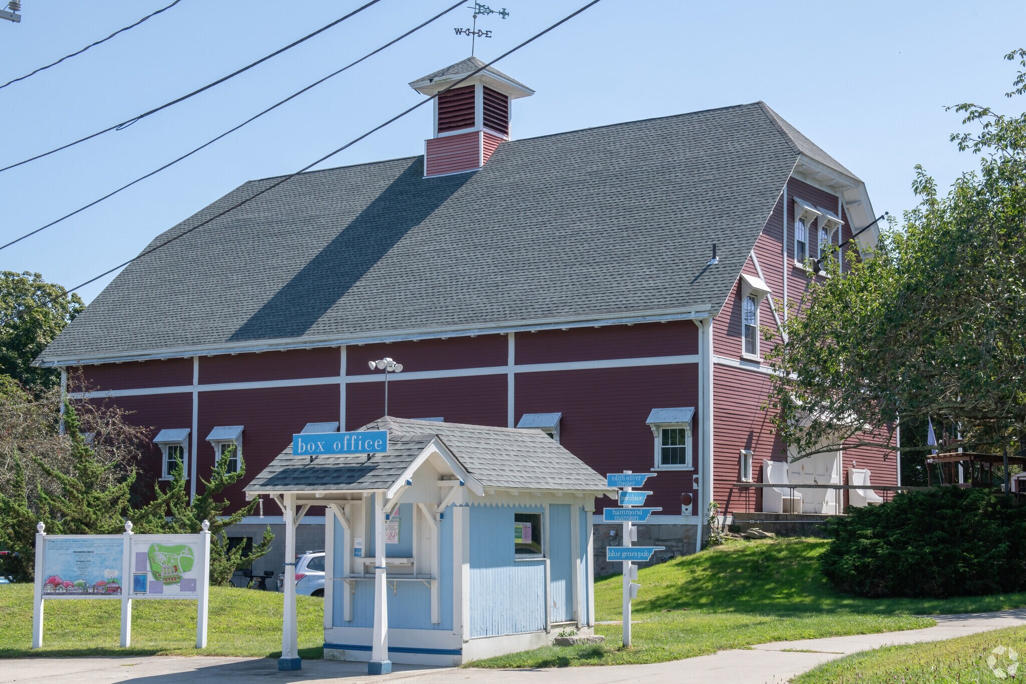 Brilliantly sited, the barn at the Eugene O'Neill Theater Center is dramatically near Ridgewood.