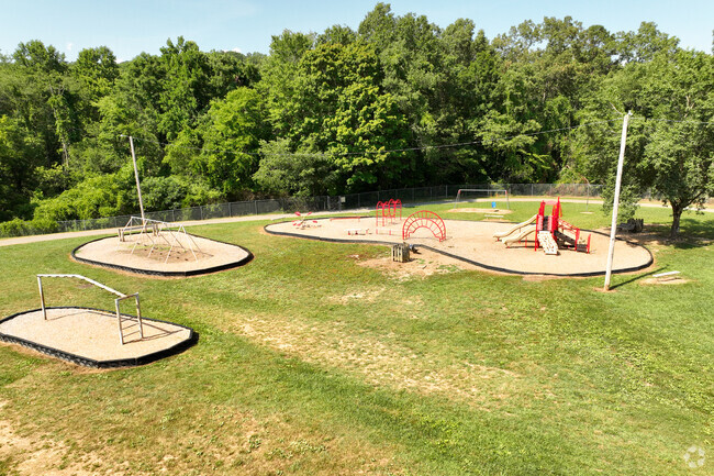 Linden Elementary School has a large play area outside.