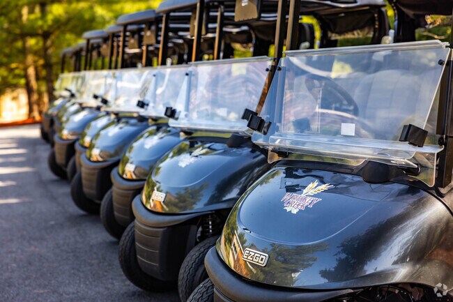 Holly Hills' Whiskey Creek Golf Course has golf carts lined up and ready to go.