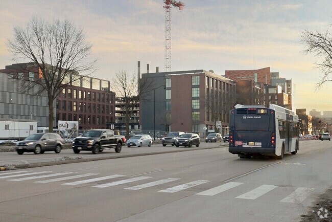 You can take the bike lane or catch a bus downtown from Tenney Lapham.