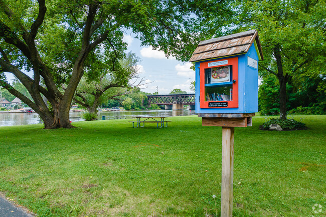 Little free libraries can be found throughout the neighborhood of Fox River Grove.