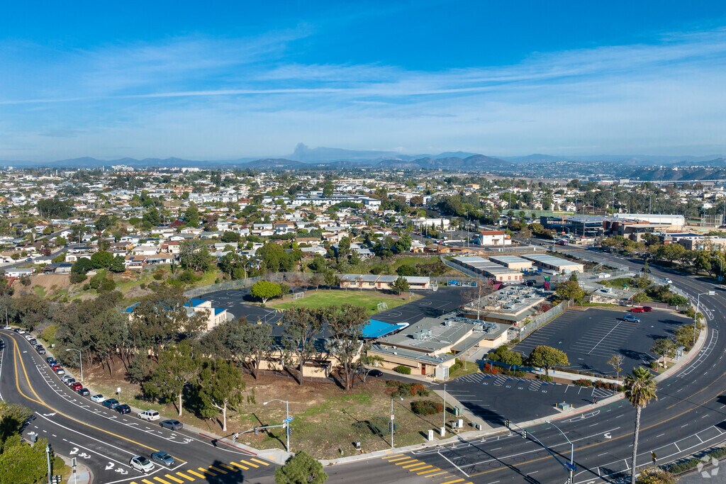 An elevated view of Twain High School in Linda Vista.
