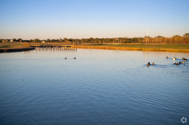 Many people like to walk around the duck pond in Robstown.