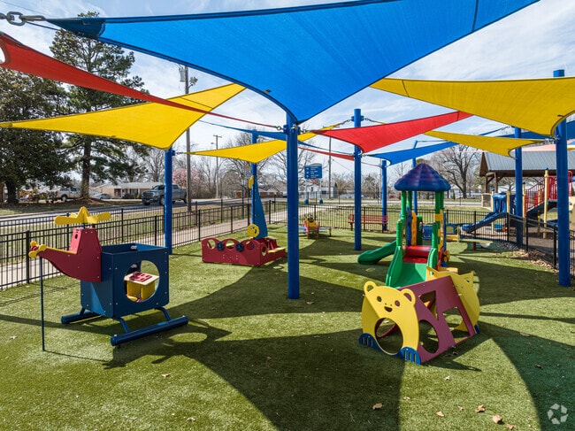 Kids in Gravette love the colorful playground at Old Town Park.