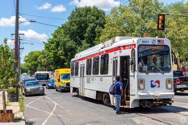 SEPTA Trolleys have tons of stops throughout Kingsessing for easy commuting.