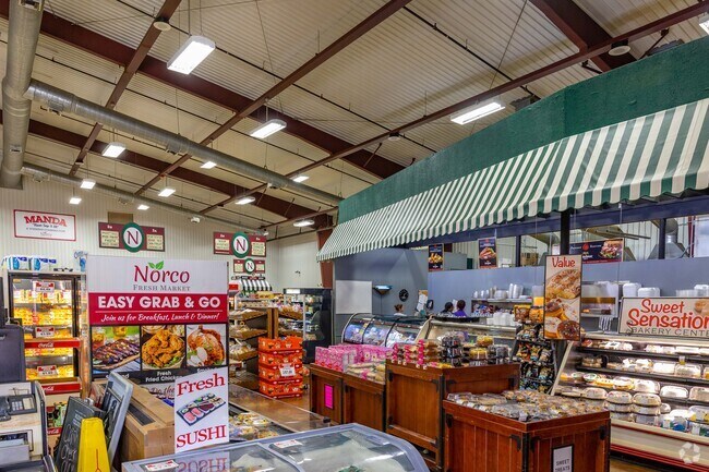 Norco Fresh Market includes a bakery and deli for fresh bread, meats, and lunch items.