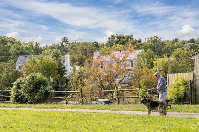 A local resident teaching his dog a new set of commands in the Dam Neck neighborhood.