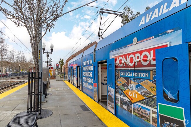 Valley Transportation Authority light rail stop off Orchard City Dr in Downtown Campbell.
