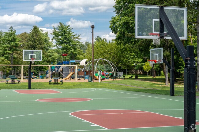 Residents can join a pickup basketball game at Pine Ridge Park in Rye Brook.