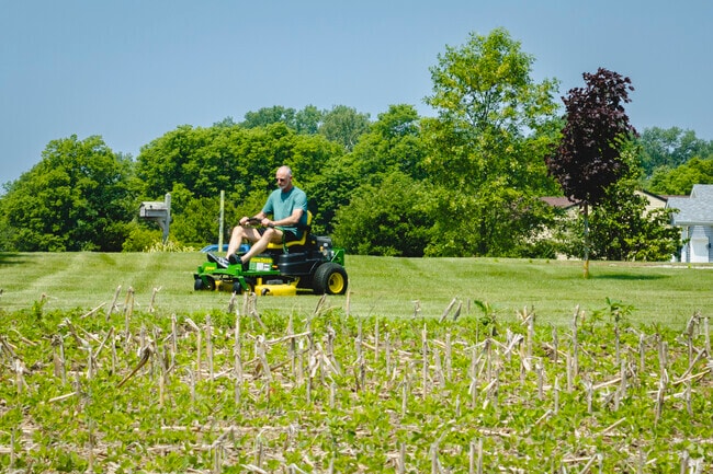 With all this space, many Markleville residents own riding lawnmowers to give that yard a fresh cut.