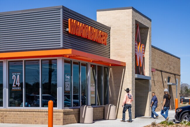 Many new businesses are located at the Manvel Town Center near Iowa Colony like Whataburger.