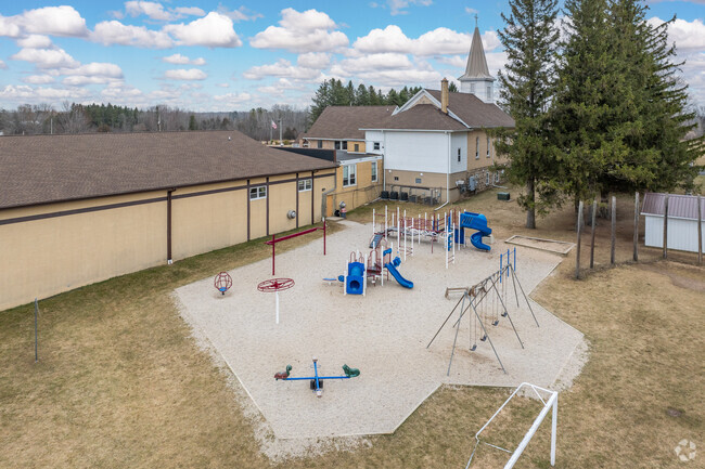 Children can play on the playground at Trinity Lutheran School in West Bend, WI.