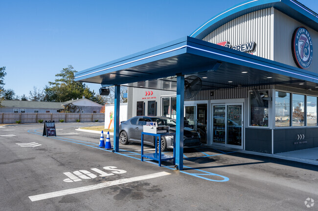 You can stop by Seven Brew in Spring Lake to grab coffee on the way to work in the Pine Forest neighborhood.