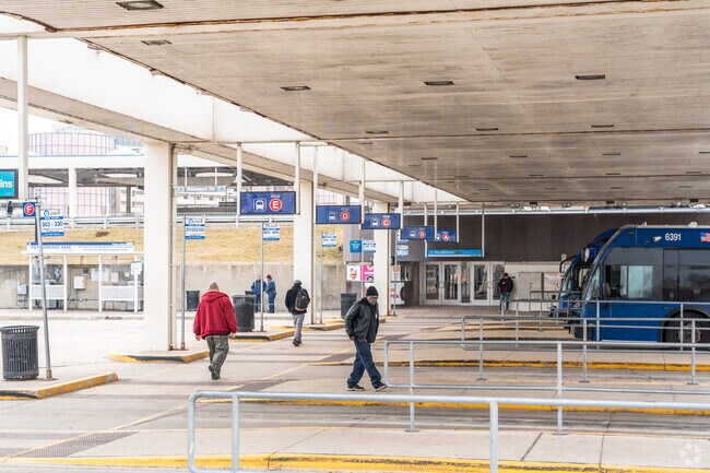 North of Schiller Park, Rosemont's transit hub connects passengers between rail, bus, and plane.