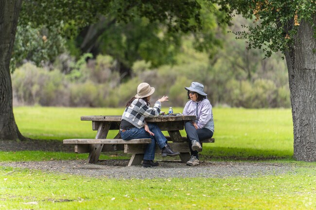 A couple ladies ponder the meaning of existence at Rancho San Antonio Open Space Preserve.