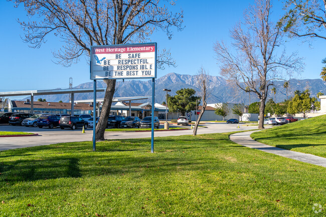 The signage of West Heritage Elementary offers essential information and a warm welcome.