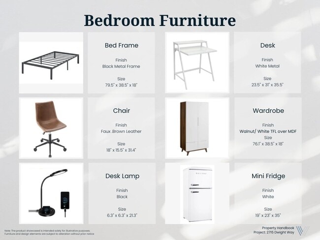 Furniture Details for Bedroom