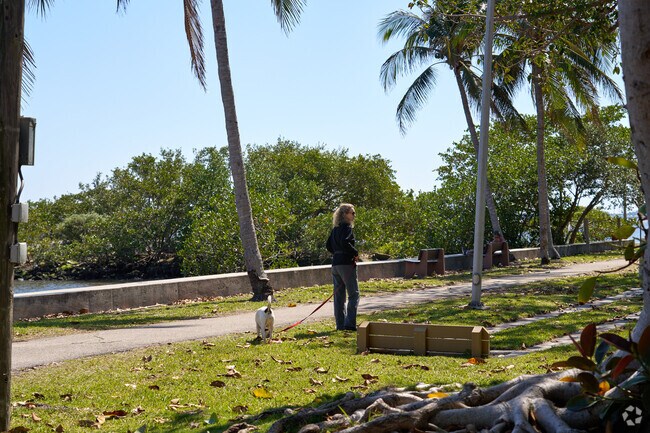 Near Pineapple Beach, Bryant Park is a popular location to take pets out for a walk by on water.