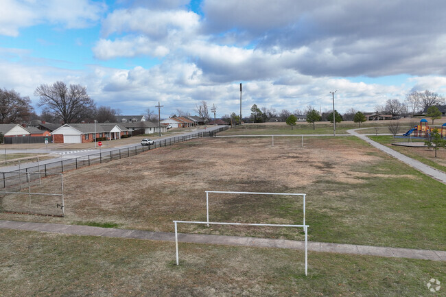 Salk Elementary School has soccer fields for students to get exercise.