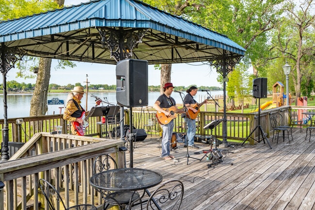 Kingfish in Brownsboro Zorn frequently has live music on the patio overlooking the river.