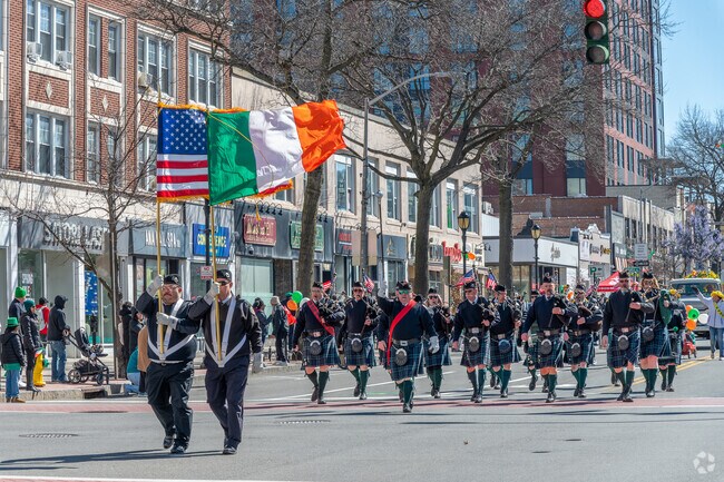 The largest part of the Saint Patrick's Day Parade takes place along Mamaroneck Avenue near Fisher Hill.
