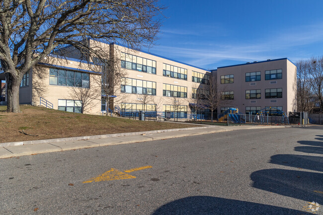 The play area at Blackstone Valley Prep Elementary School 1 in Valley Falls, Cumberland RI.