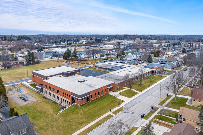 An aerial view of Kennedy Elementary School in Grafton.