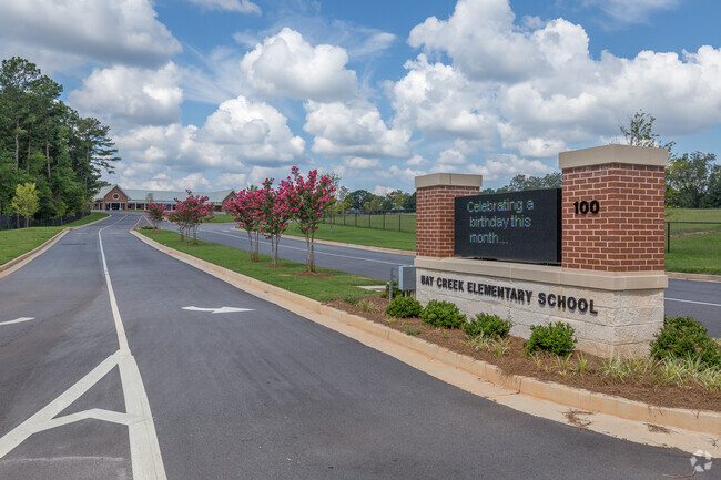 Bay Creek Elementary School welcome sign displays school news and updates.