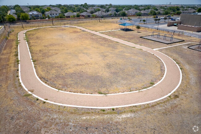 The sports field at Highland Park Elementary School includes a track field.
