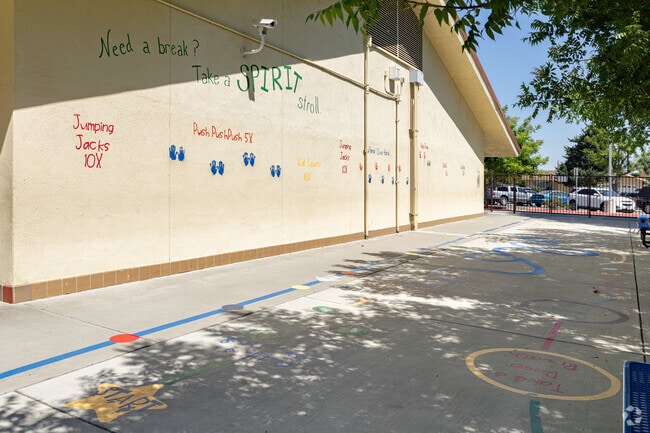 A special wall and pavement area is provided to students of Meadow Lane Elementary School.