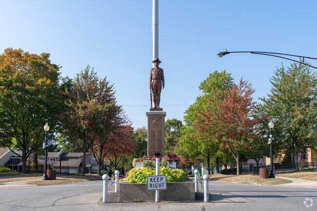 The Doughboy statue in Doylestown watches over the downtown area.