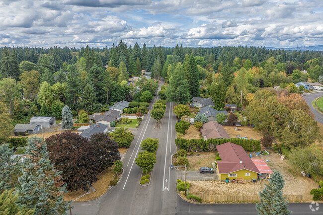 Aerial view of the lush residential neighborhood of Oakbrook, Vancouver